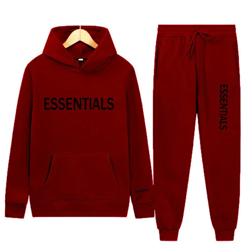 Essentials Sweatshirt Suit Men's and Women's Sweatshirt and Pant 2-Piece Set Hip-Hop Hoodie Suit by Pi-Mart