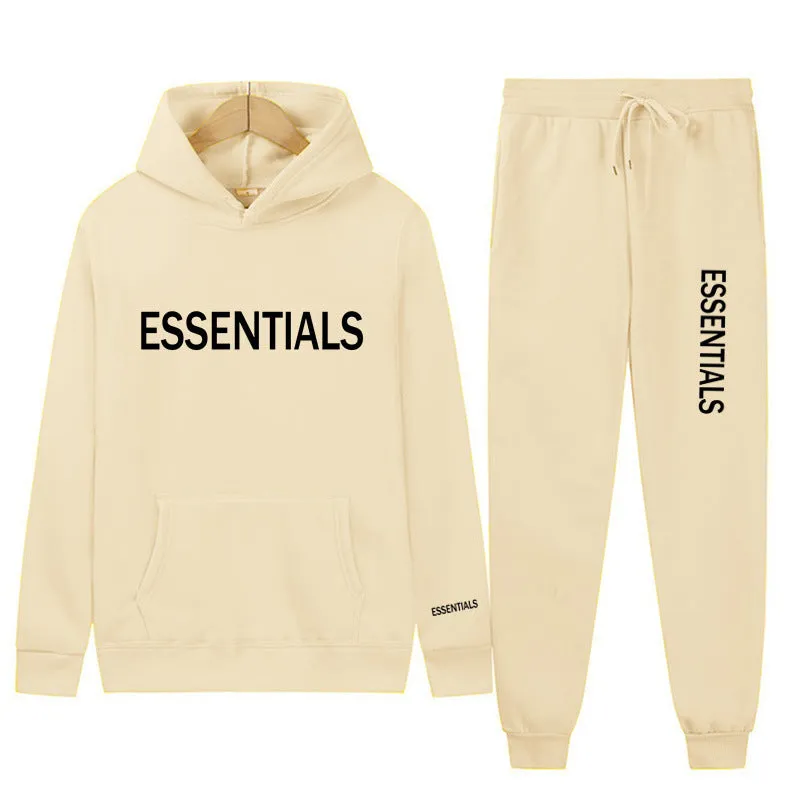 Essentials Sweatshirt Suit Men's and Women's Sweatshirt and Pant 2-Piece Set Hip-Hop Hoodie Suit by Pi-Mart