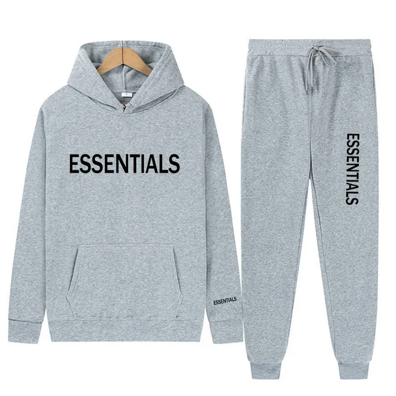 Essentials Sweatshirt Suit Men's and Women's Sweatshirt and Pant 2-Piece Set Hip-Hop Hoodie Suit by Pi-Mart