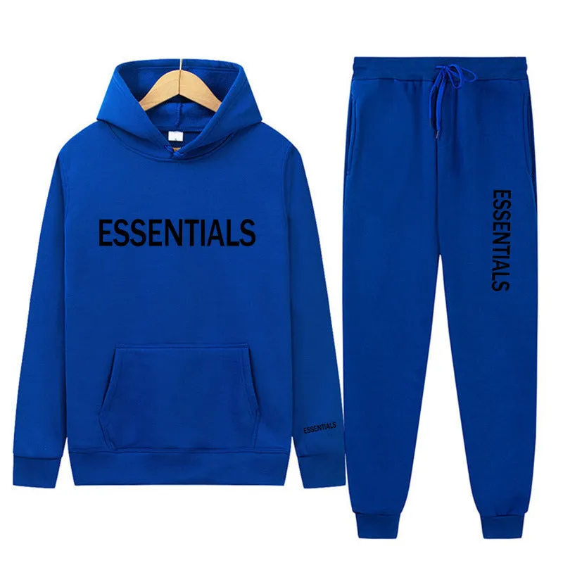 Essentials Sweatshirt Suit Men's and Women's Sweatshirt and Pant 2-Piece Set Hip-Hop Hoodie Suit by Pi-Mart