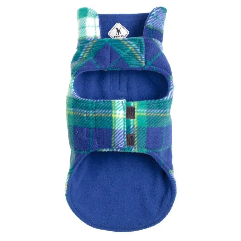 Fargo Fleece Reversible Dog Jacket Royal/Green Plaid