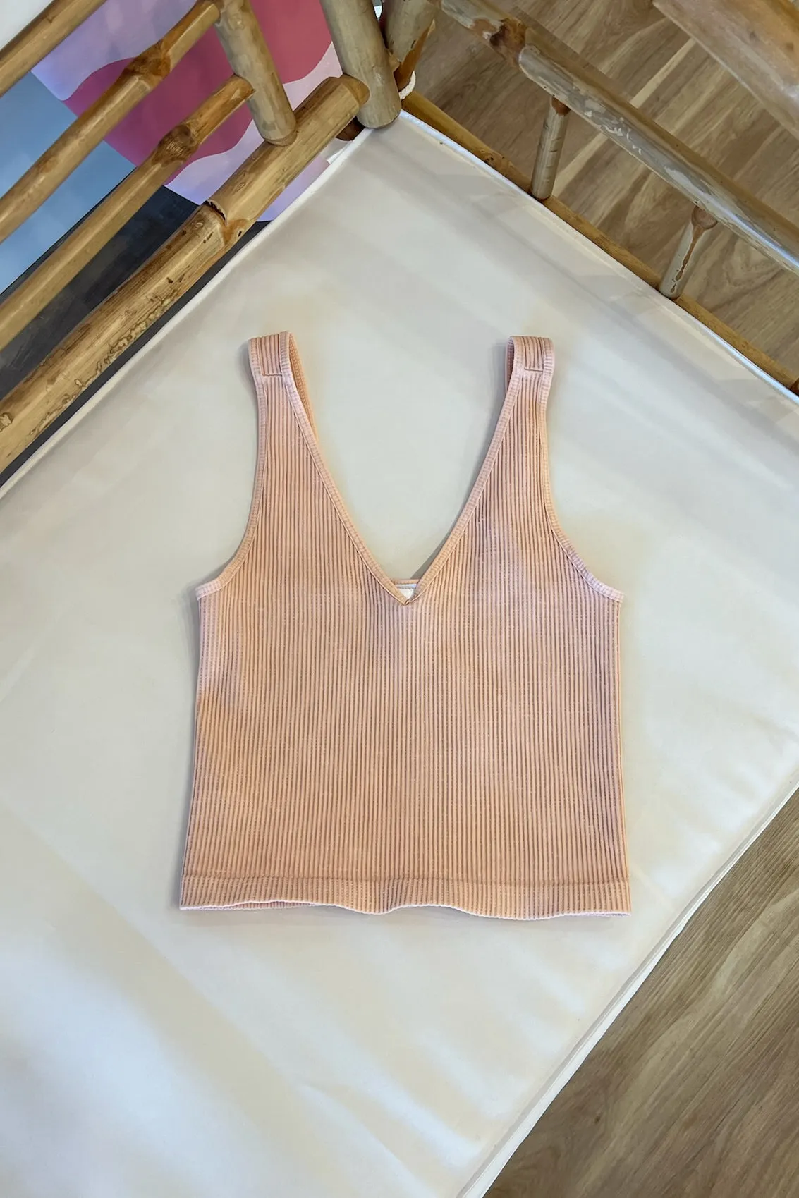 Felicity Vintage V-Neck Top in Apricot