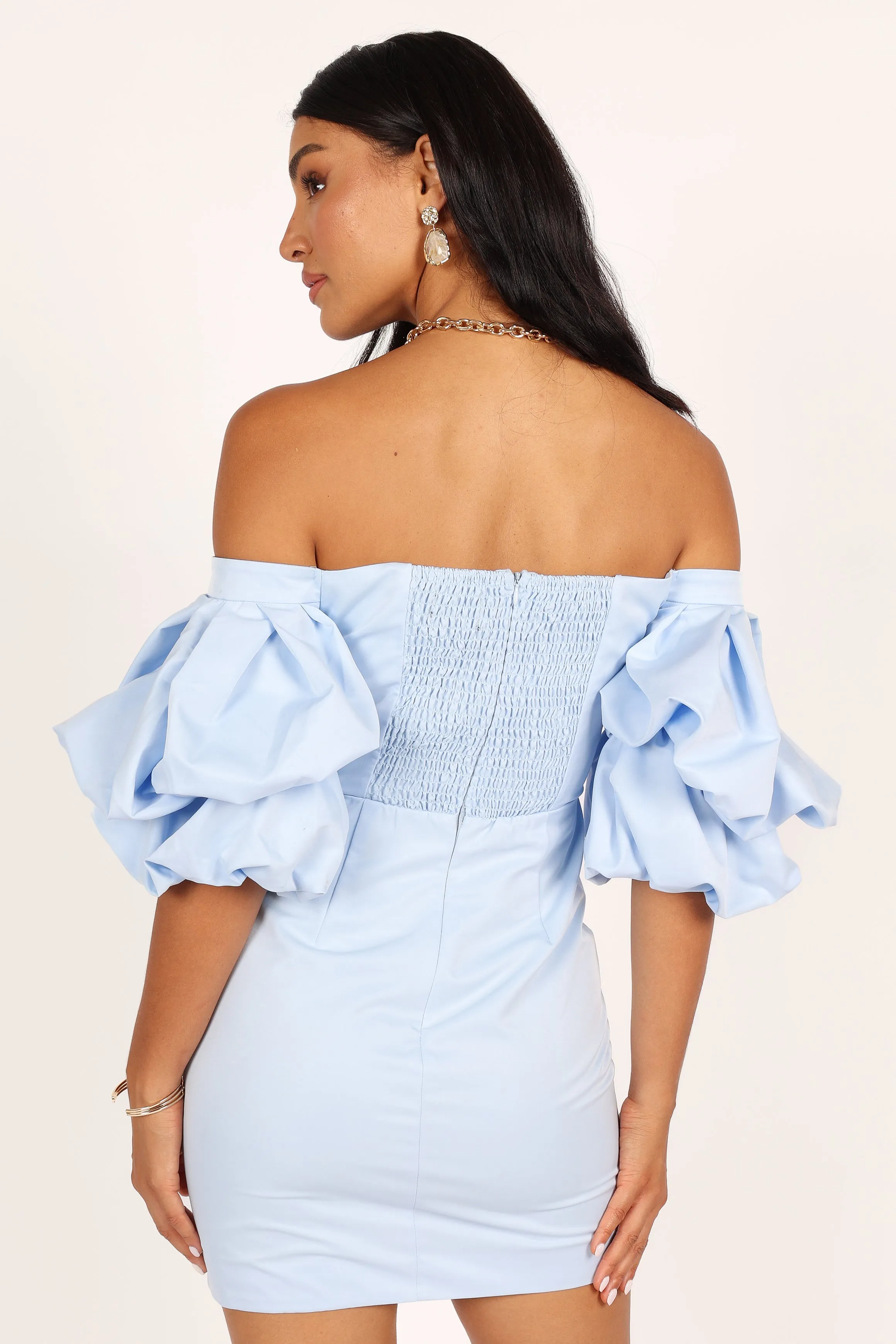 Fern Puff Sleeve Mini Dress - Icy Blue