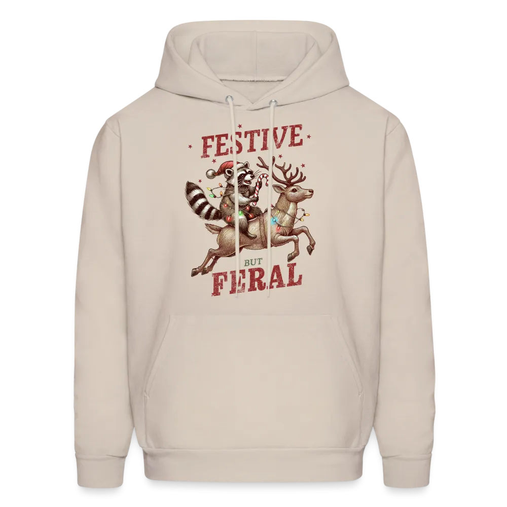 Festive But Feral Raccoon Christmas Hoodie