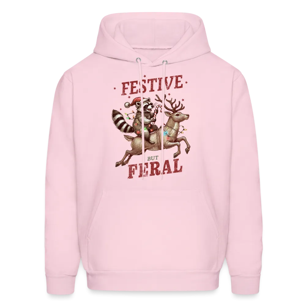 Festive But Feral Raccoon Christmas Hoodie