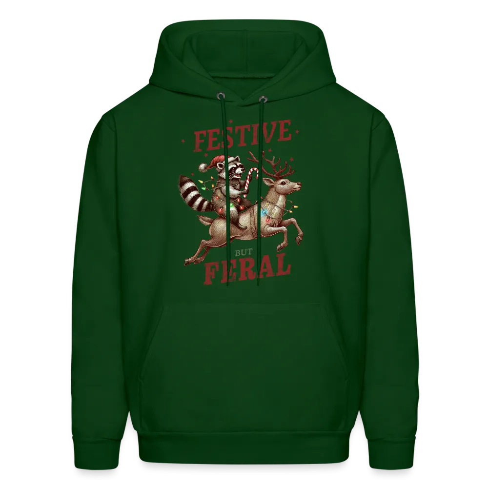 Festive But Feral Raccoon Christmas Hoodie