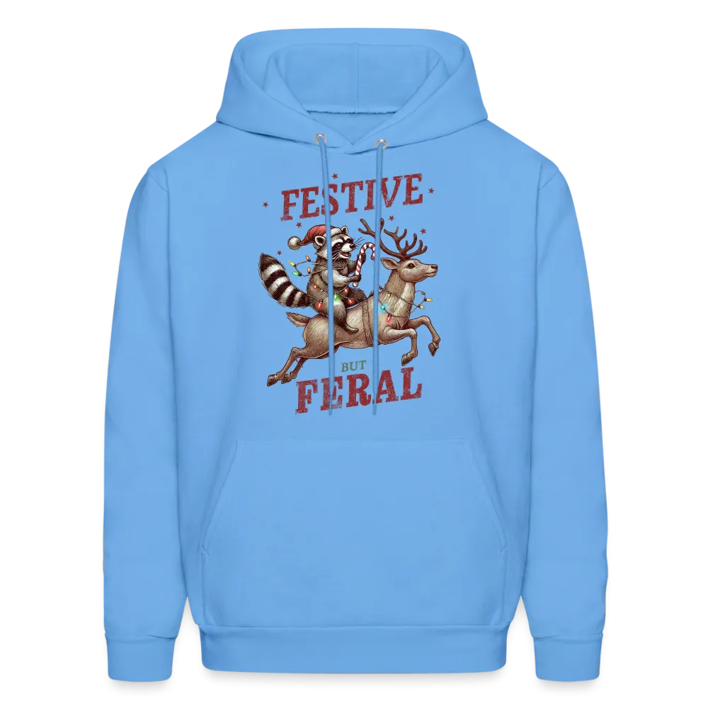 Festive But Feral Raccoon Christmas Hoodie