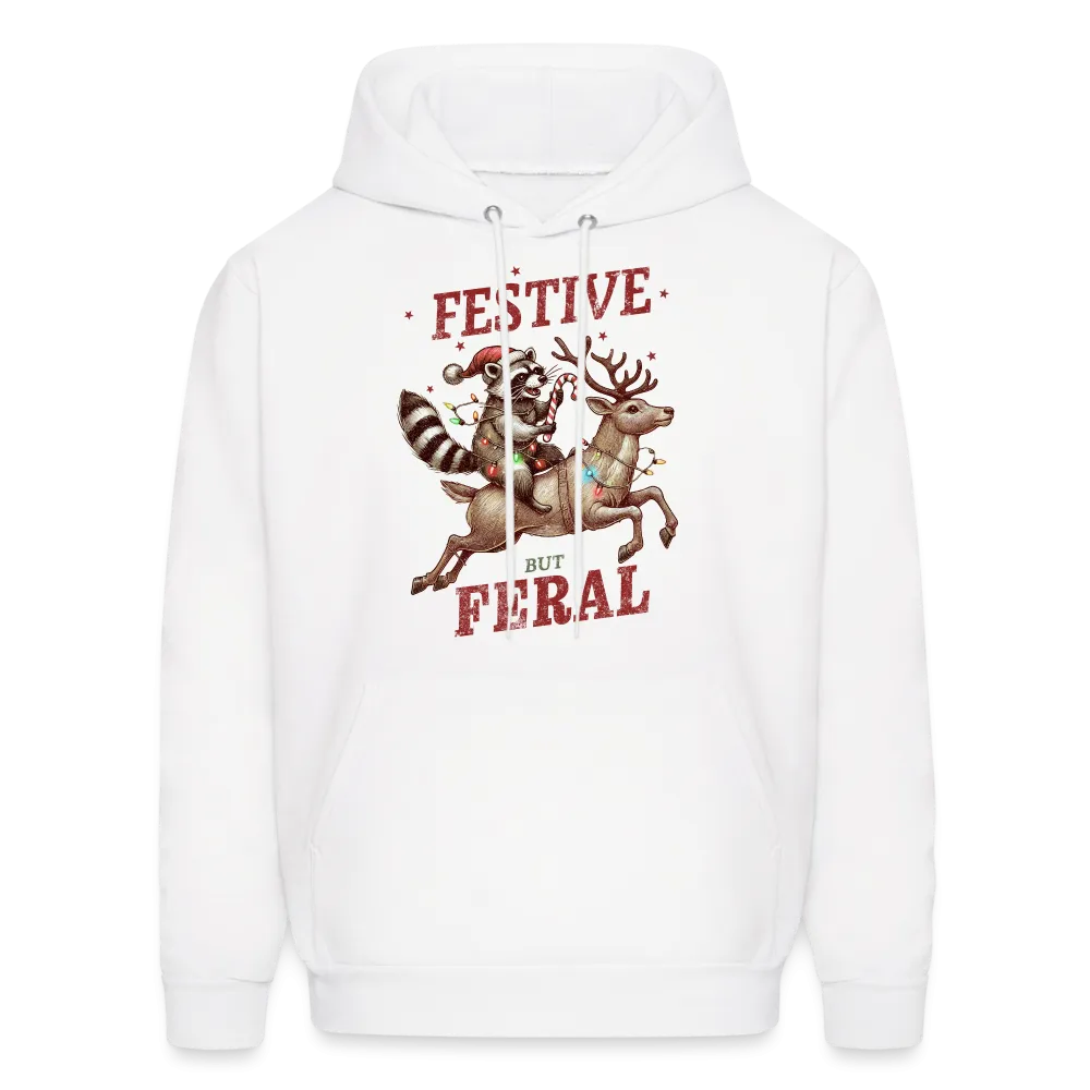 Festive But Feral Raccoon Christmas Hoodie