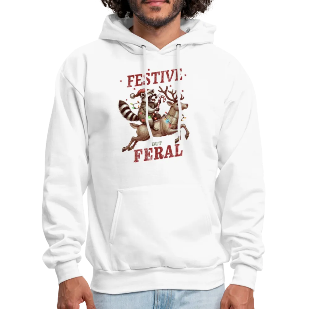 Festive But Feral Raccoon Christmas Hoodie