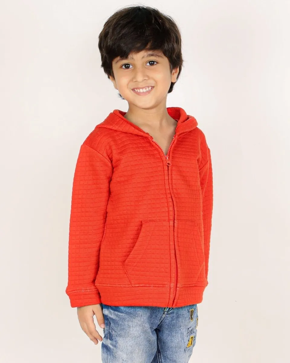 Fiery Orange Quilted Kids Unisex Zipper Jacket