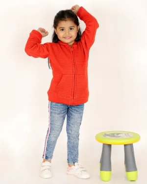 Fiery Orange Quilted Kids Unisex Zipper Jacket