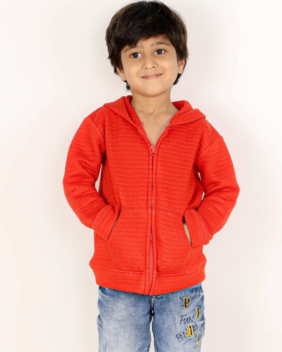 Fiery Orange Quilted Kids Unisex Zipper Jacket