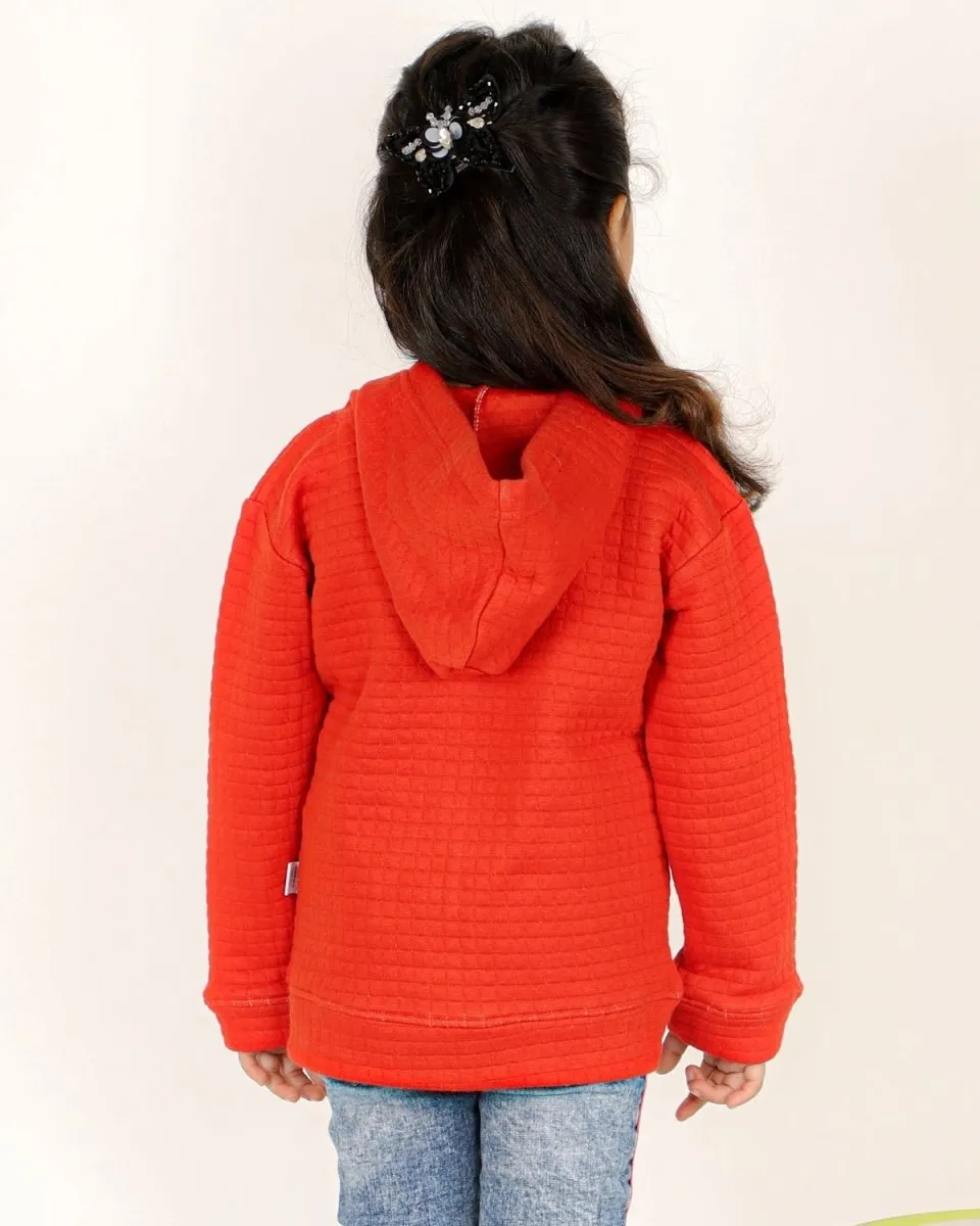 Fiery Orange Quilted Kids Unisex Zipper Jacket