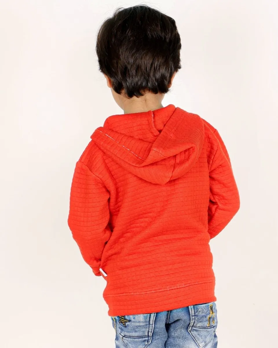 Fiery Orange Quilted Kids Unisex Zipper Jacket