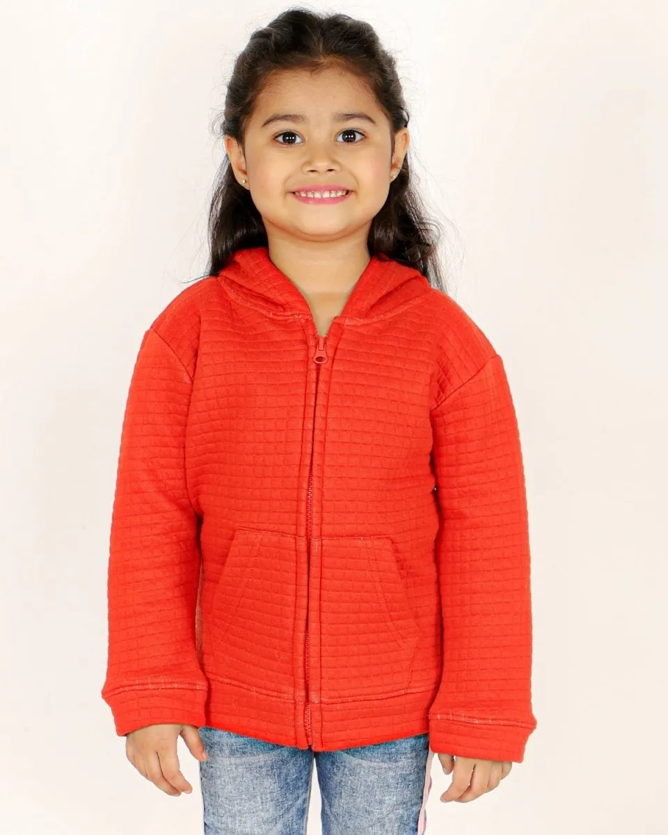 Fiery Orange Quilted Kids Unisex Zipper Jacket