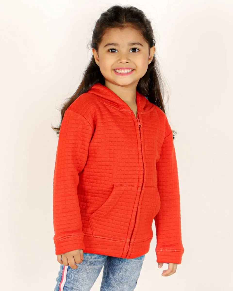 Fiery Orange Quilted Kids Unisex Zipper Jacket