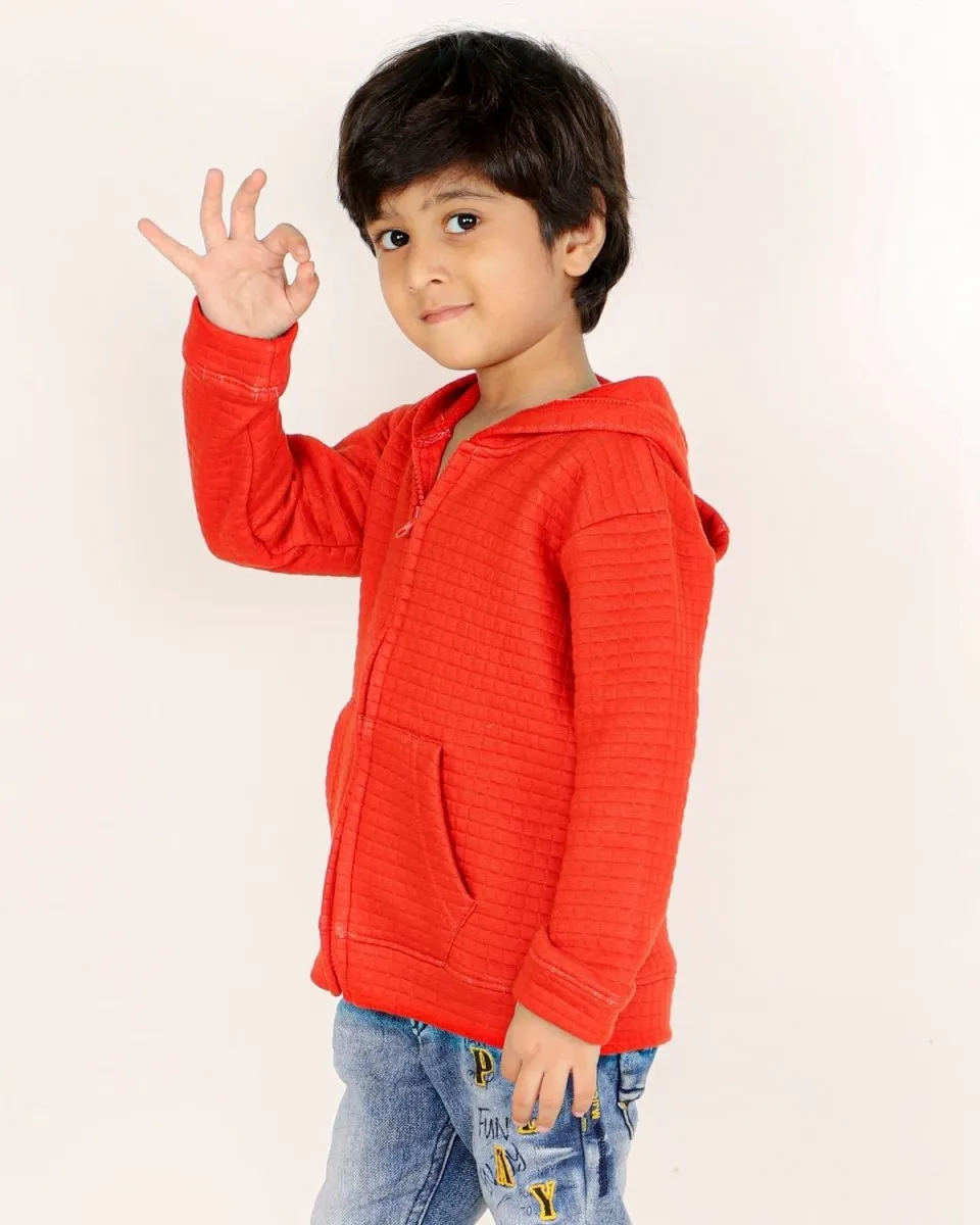 Fiery Orange Quilted Kids Unisex Zipper Jacket