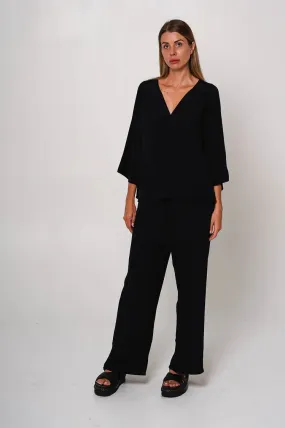 Fiona Black V Neck Blouse