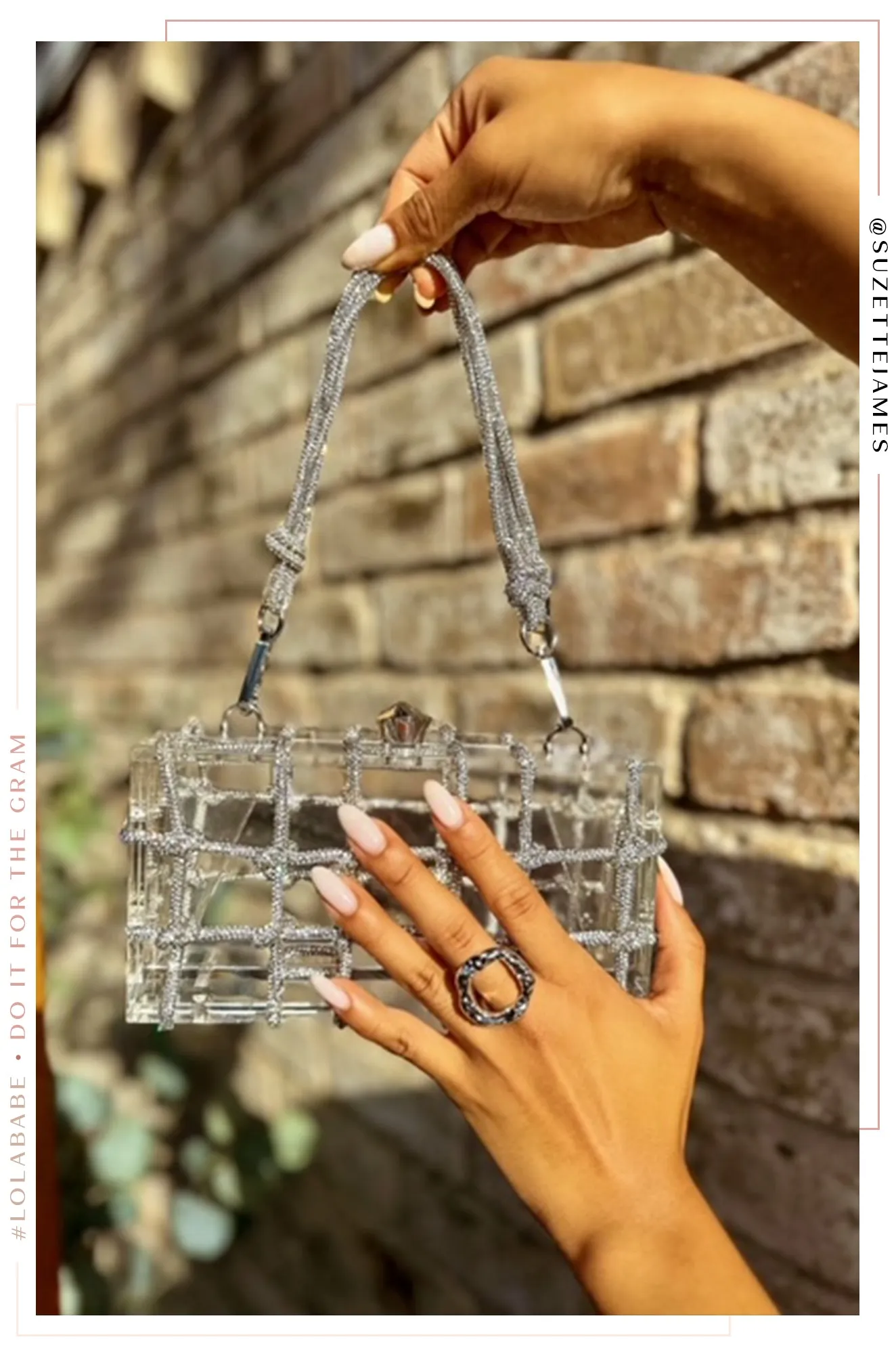 Forever Perfect Embellished Caged Clear Bag - Silver