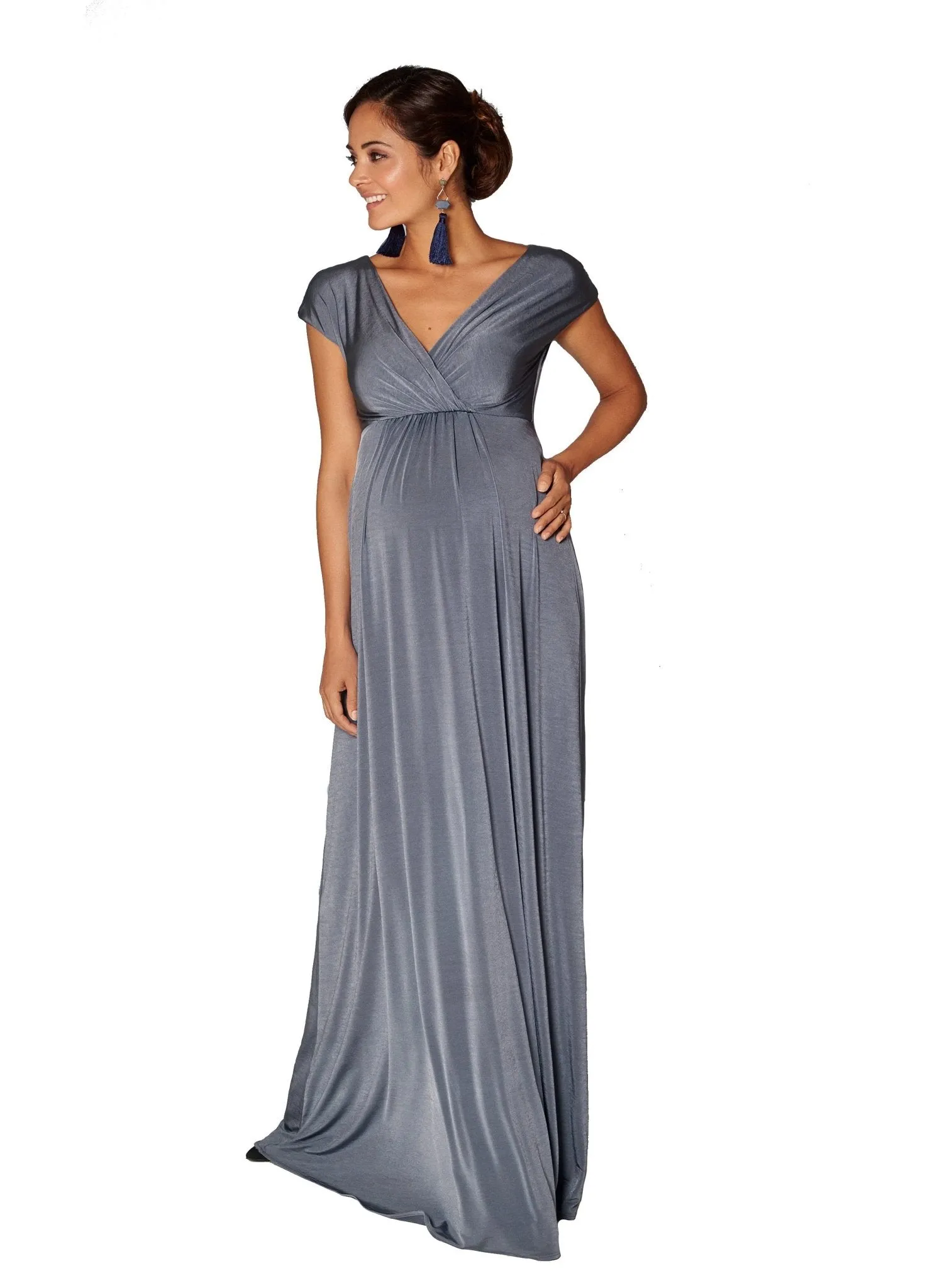 Francesca Maternity Maxi Dress - Steel Blue