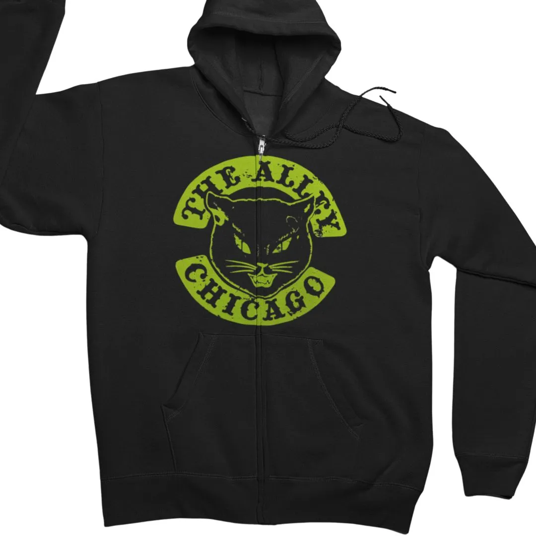 Glow In The Dark Black Cat Zip Up Hoodie