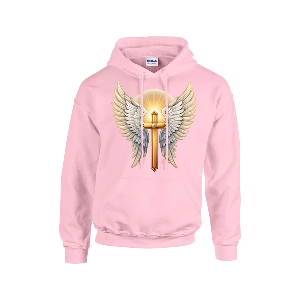 GLOWING CROSS WITH WINGS Hoodie For The USA |Gildan 18500