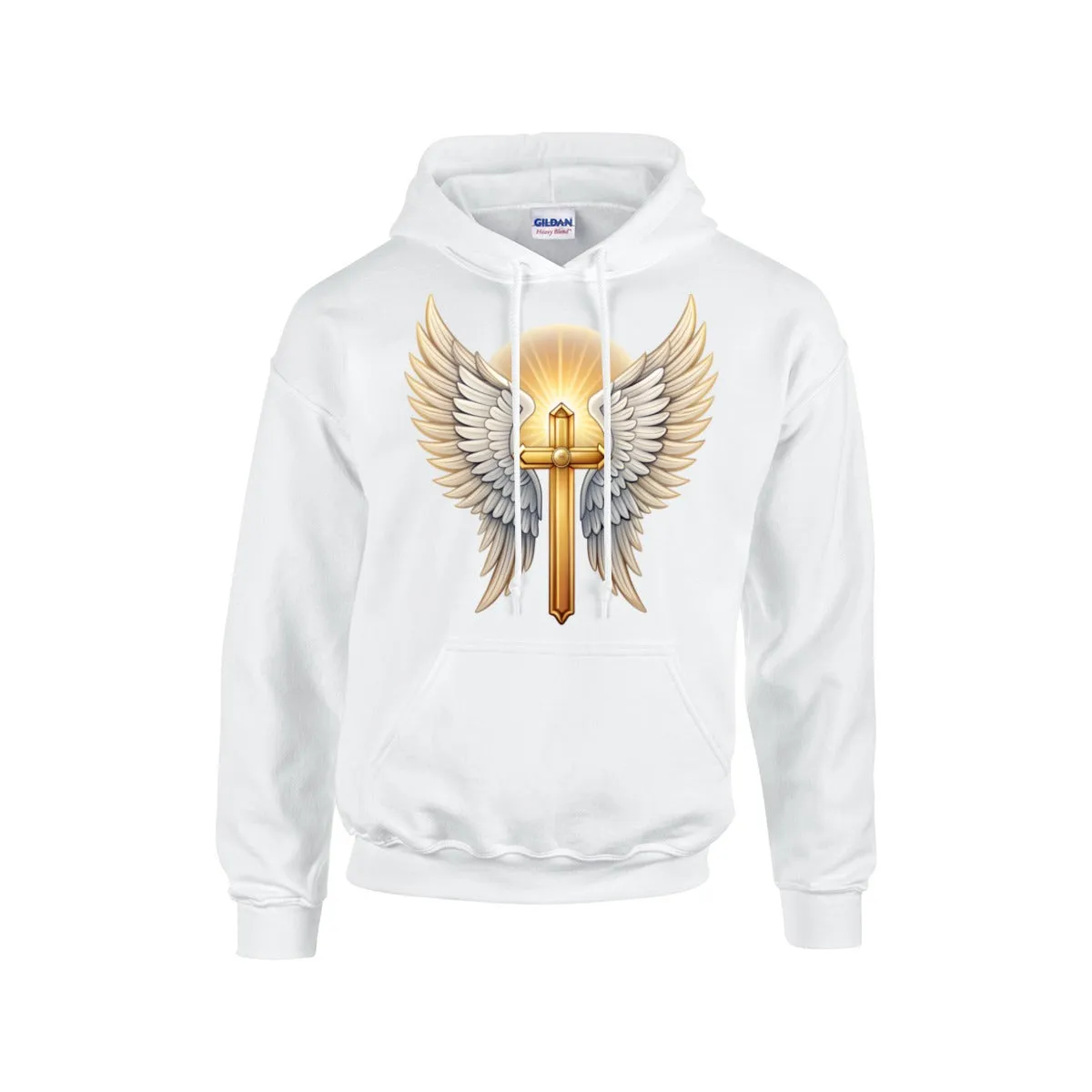 GLOWING CROSS WITH WINGS Hoodie For The USA |Gildan 18500