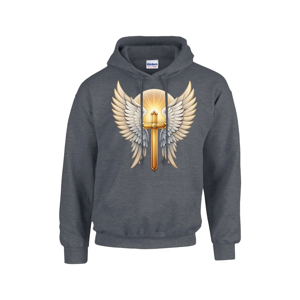 GLOWING CROSS WITH WINGS Hoodie For The USA |Gildan 18500