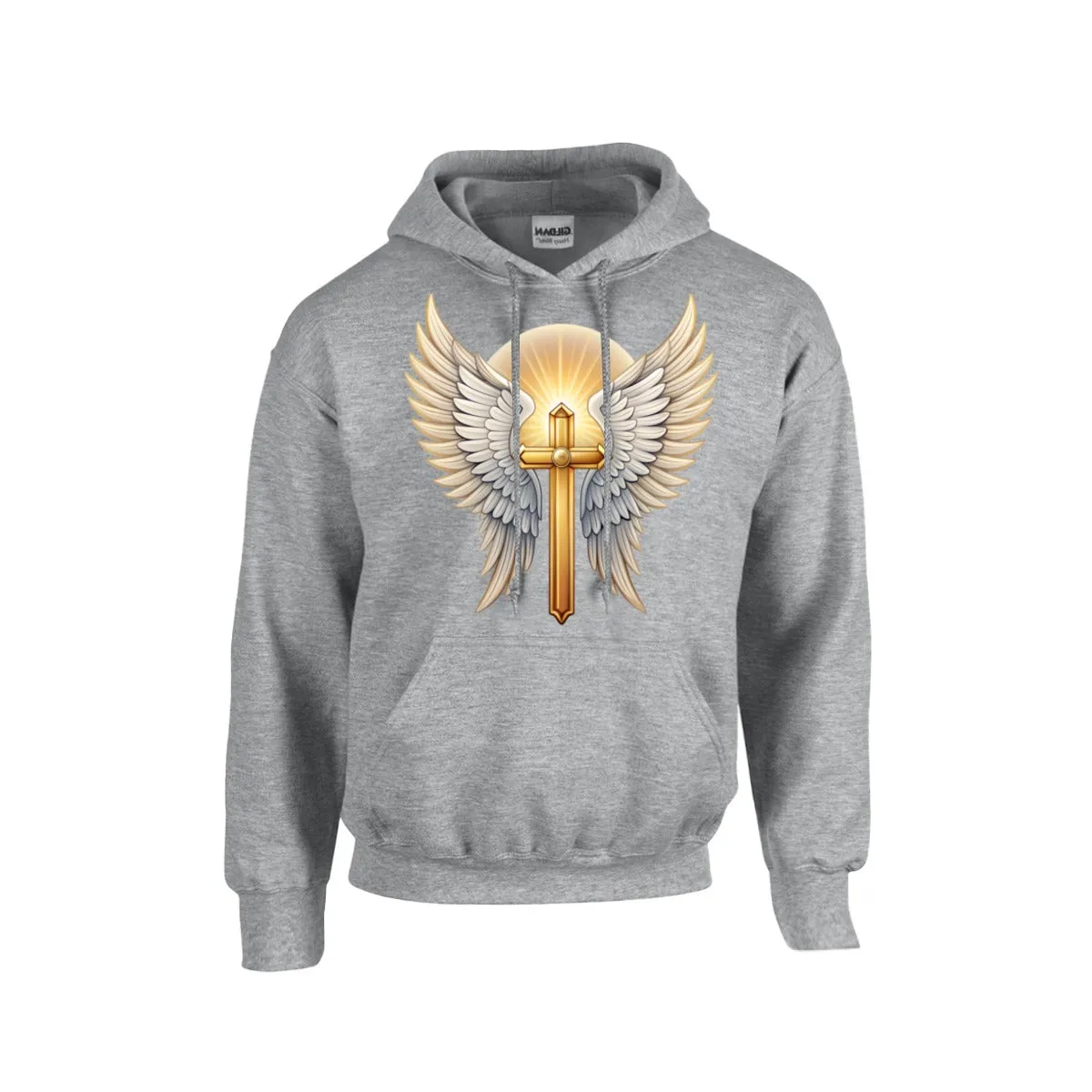 GLOWING CROSS WITH WINGS Hoodie For The USA |Gildan 18500