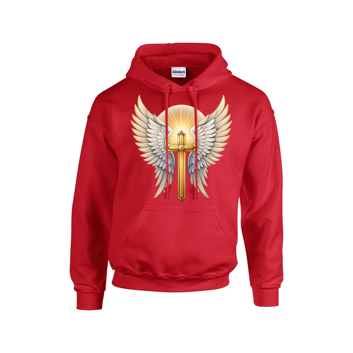 GLOWING CROSS WITH WINGS Hoodie For The USA |Gildan 18500