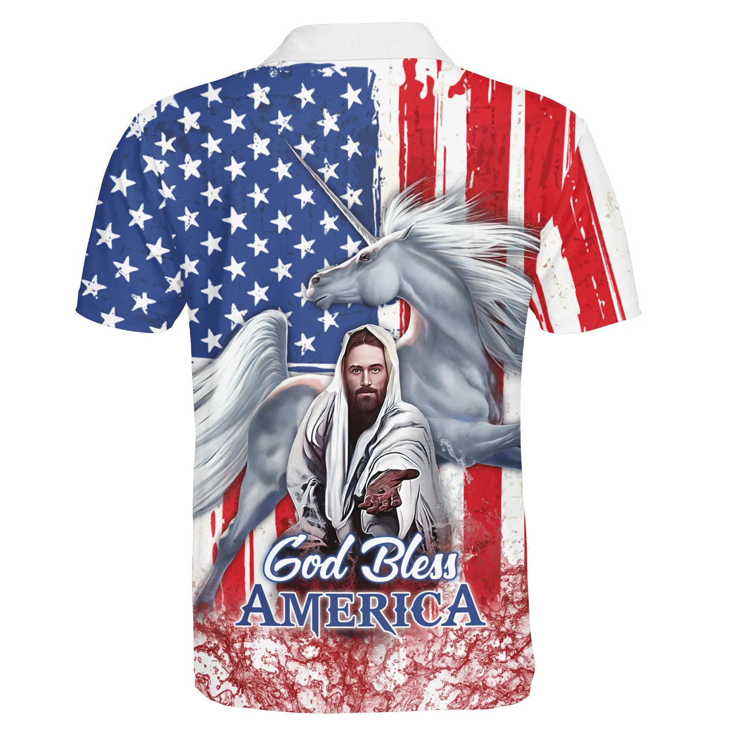 God Bless America Horse Polo Shirt - Christian Shirts & Shorts