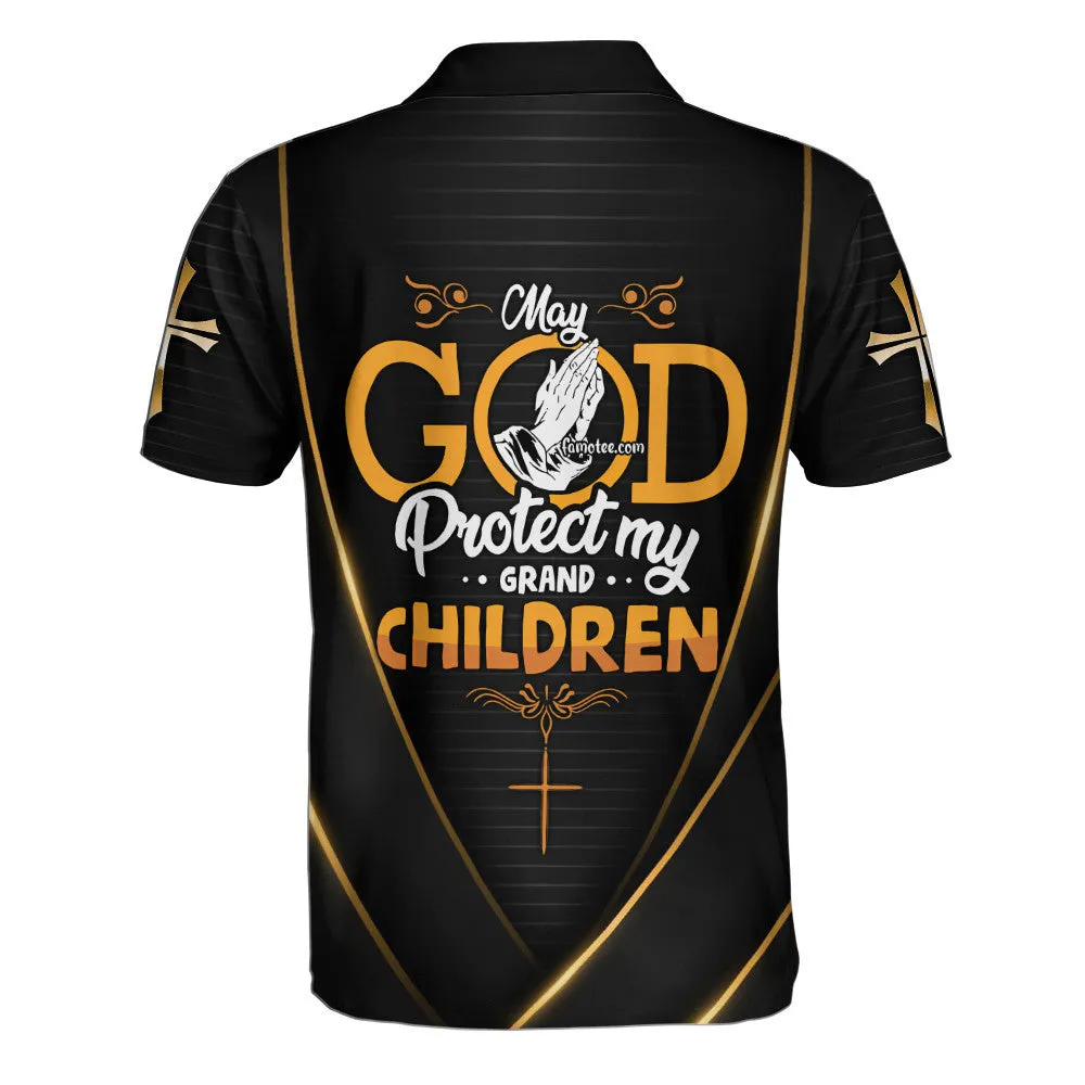 God Protect My Grandchildren Jesus Polo Shirt - Christian Shirts & Shorts