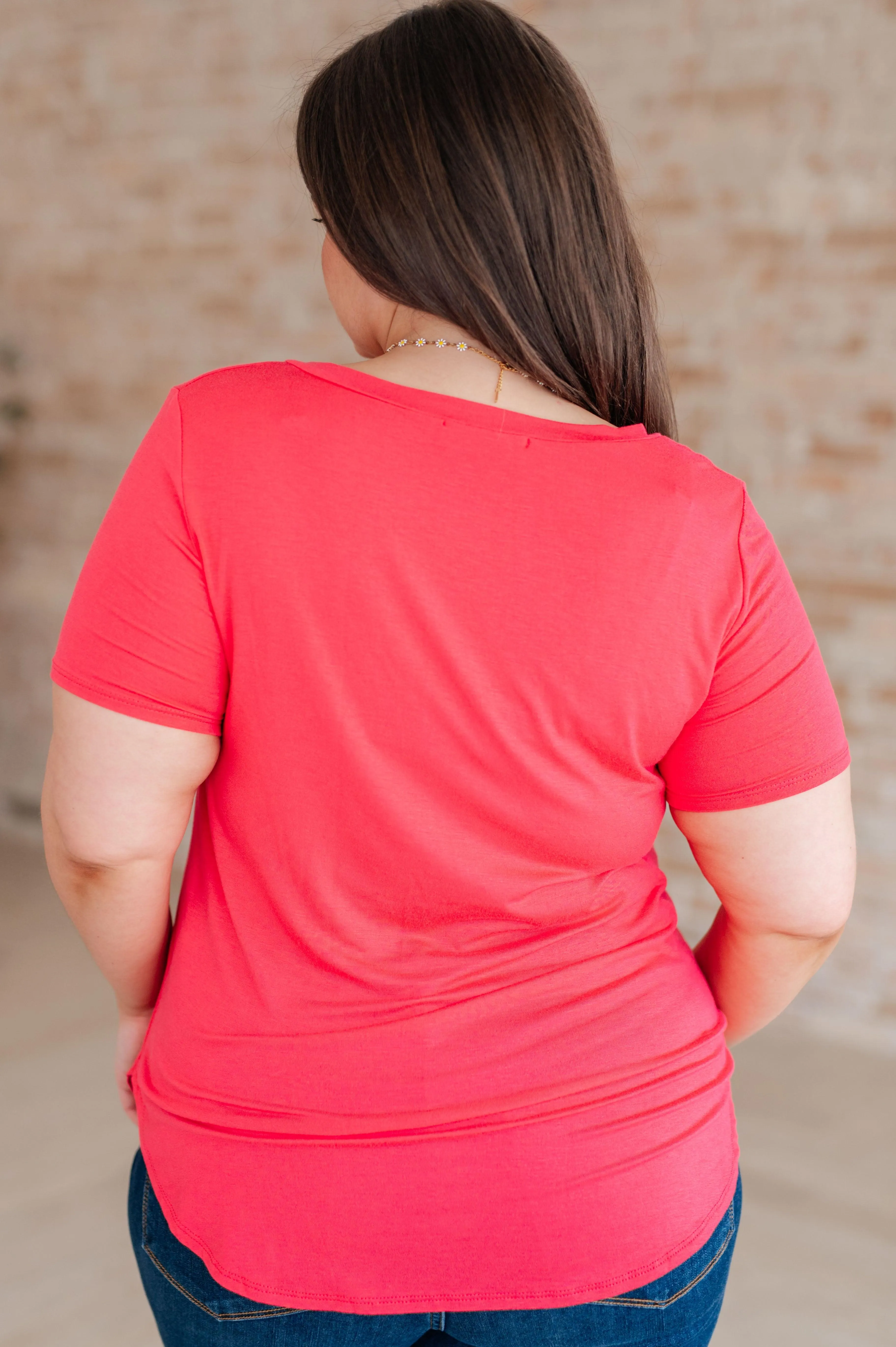 High Low Scooped Neck Red Jersey Knit Top