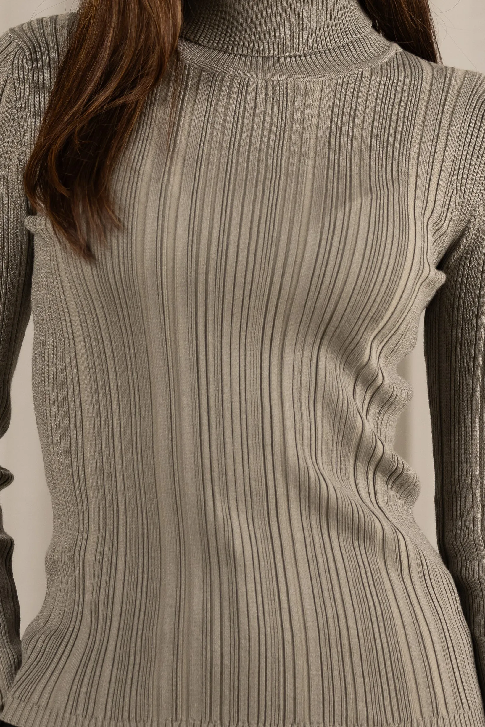 High Neck Ribbed Knit Top