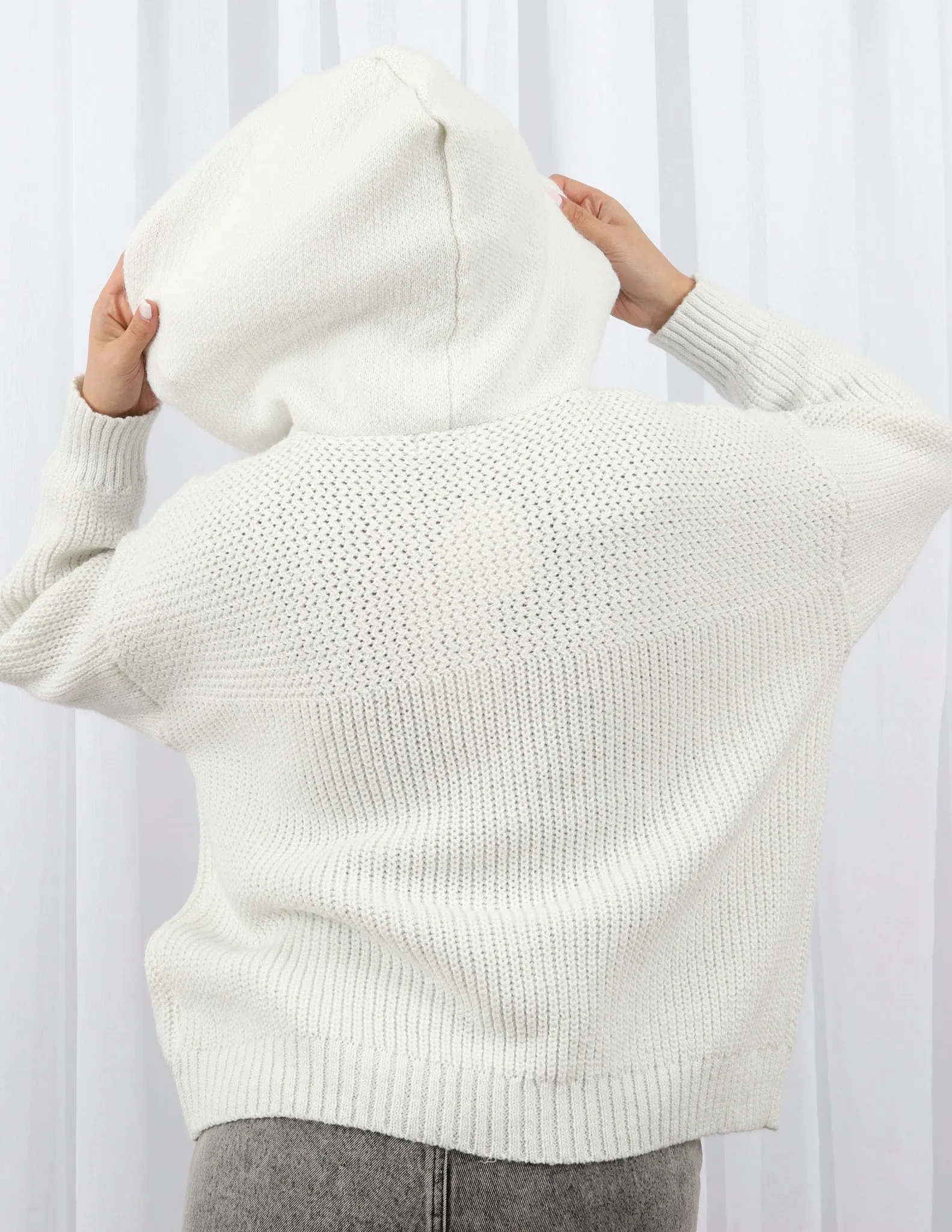 Hooded Shell Button Knit Top