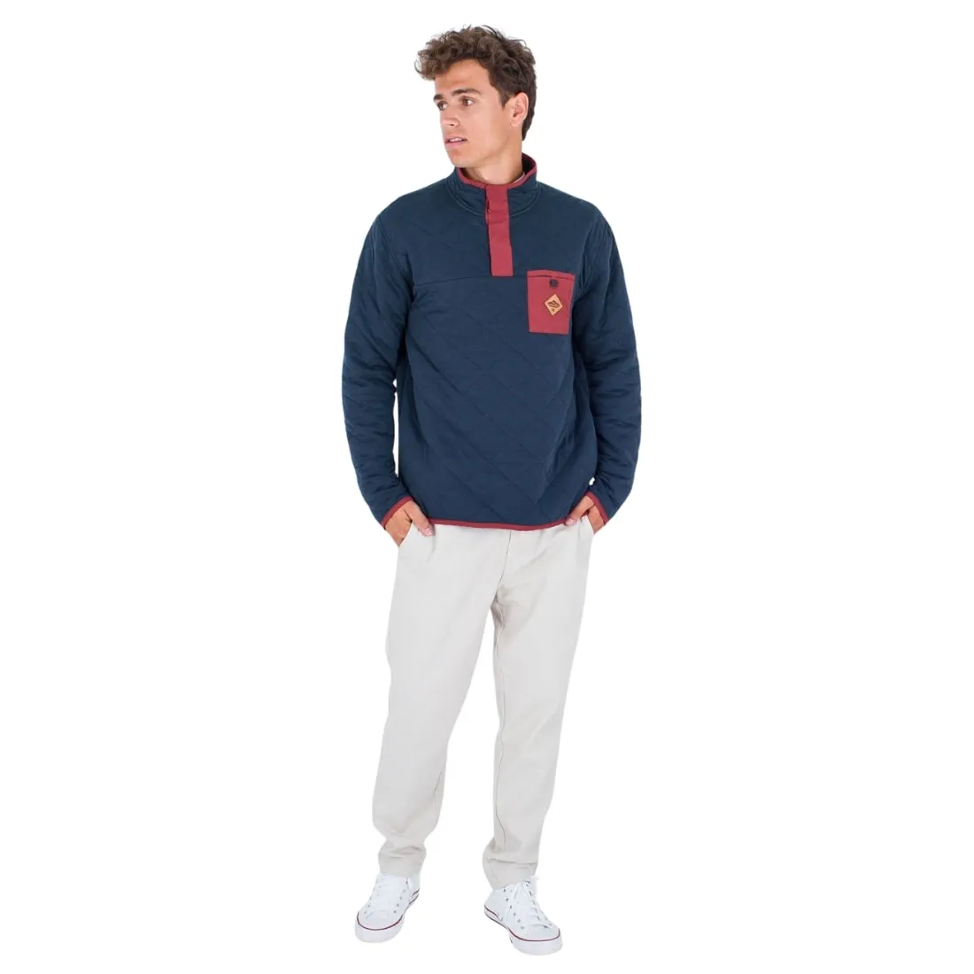 Hurley Middleton Quilted 1/4 Zip Snap Fleece - Armored Navy