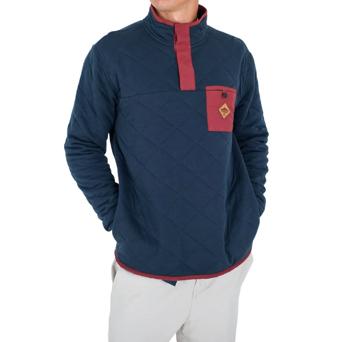 Hurley Middleton Quilted 1/4 Zip Snap Fleece - Armored Navy