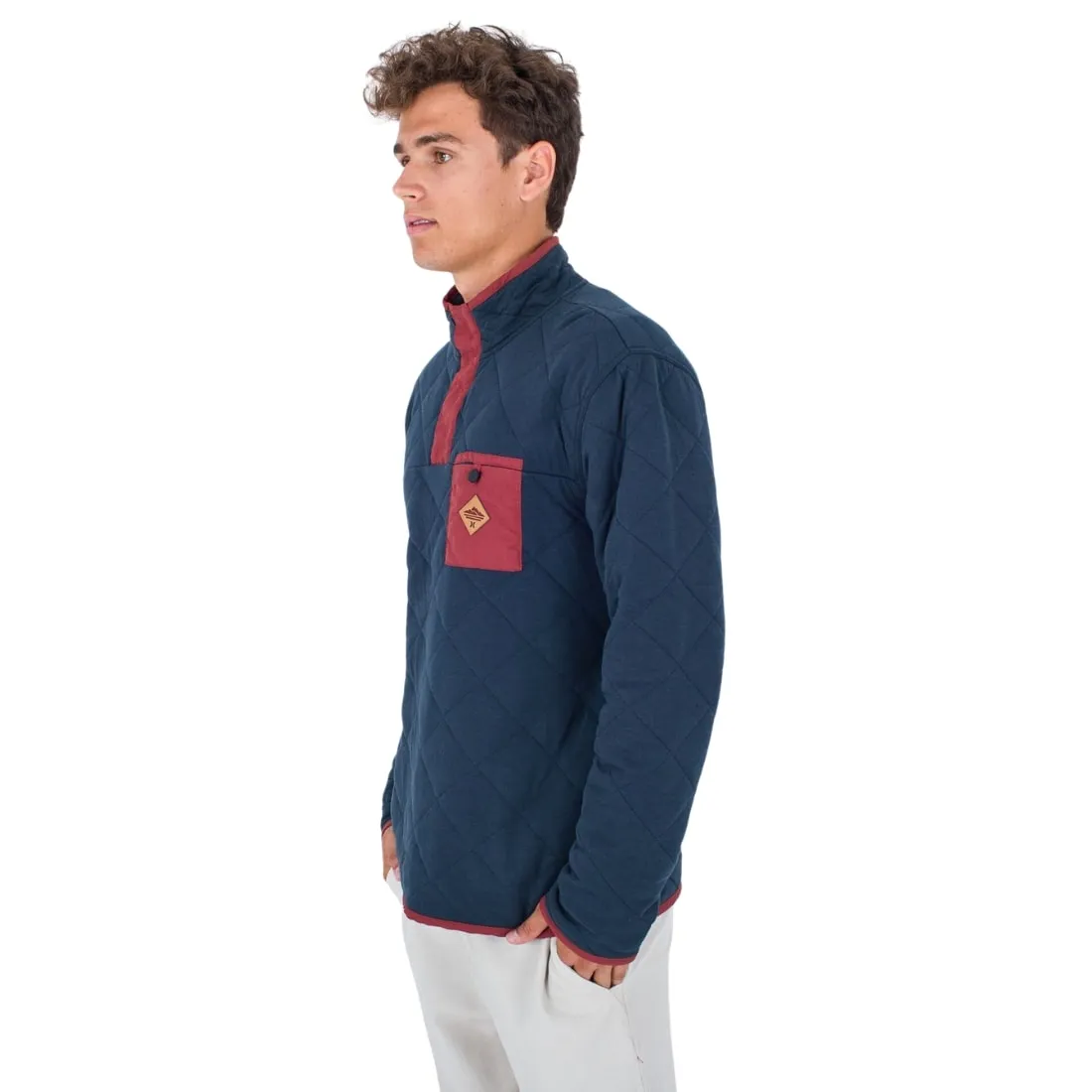 Hurley Middleton Quilted 1/4 Zip Snap Fleece - Armored Navy