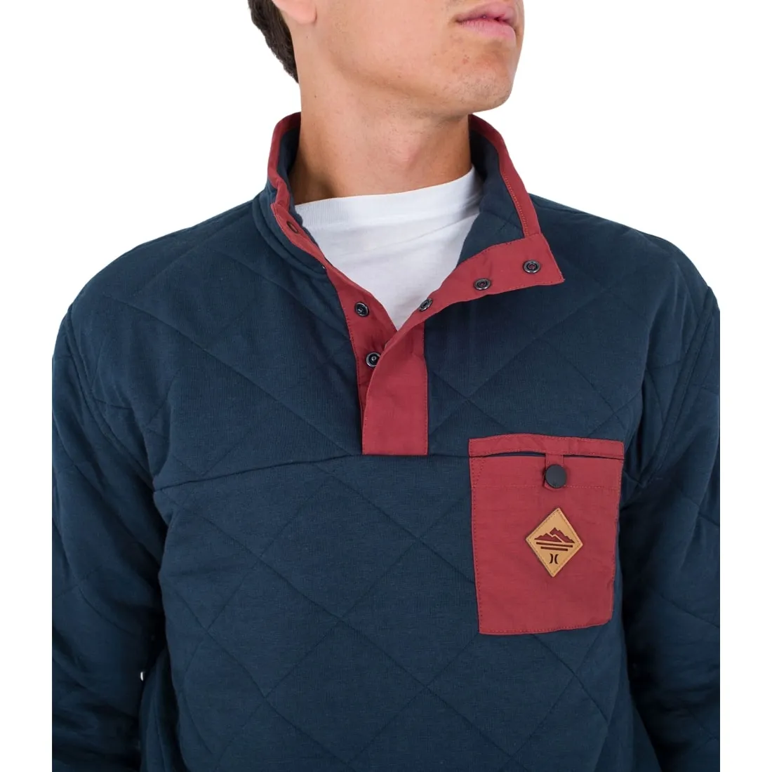 Hurley Middleton Quilted 1/4 Zip Snap Fleece - Armored Navy