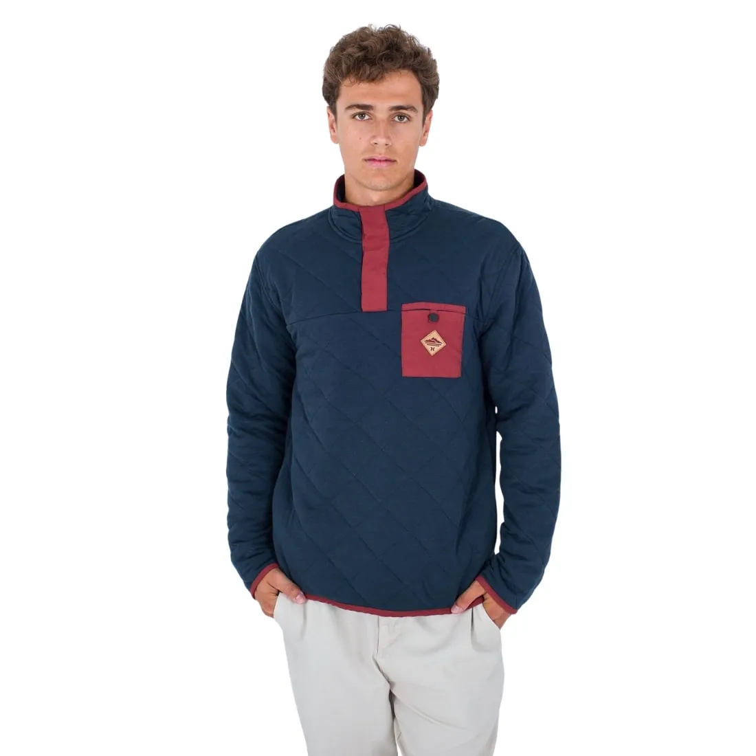 Hurley Middleton Quilted 1/4 Zip Snap Fleece - Armored Navy