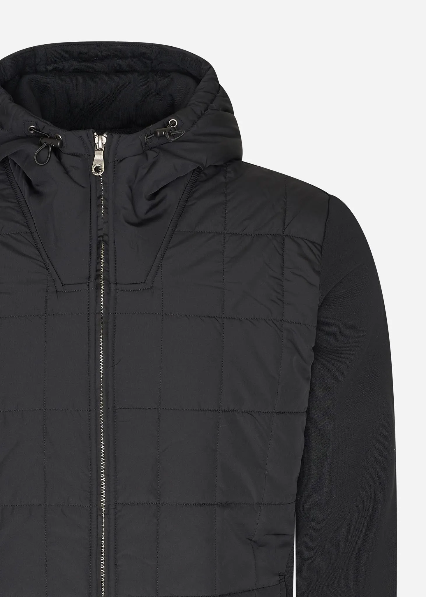 Hybrid quilted zip through hoodie - jet black