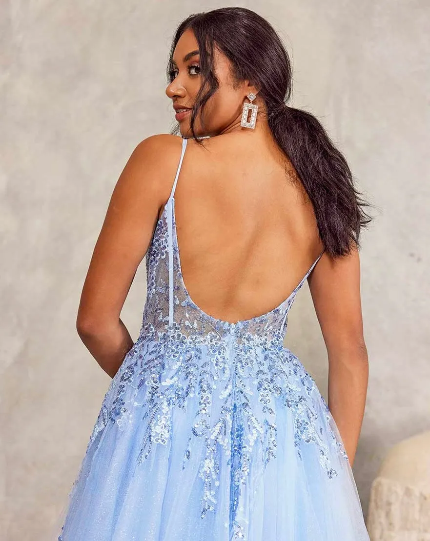 Iris Corset Lace Gown - Icy Blue