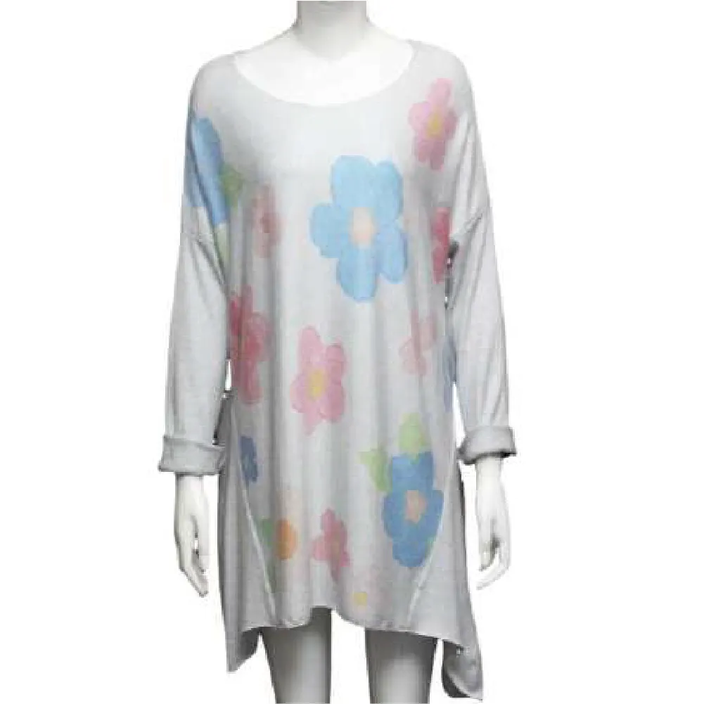 Italian Flowers Design Soft Knit Top