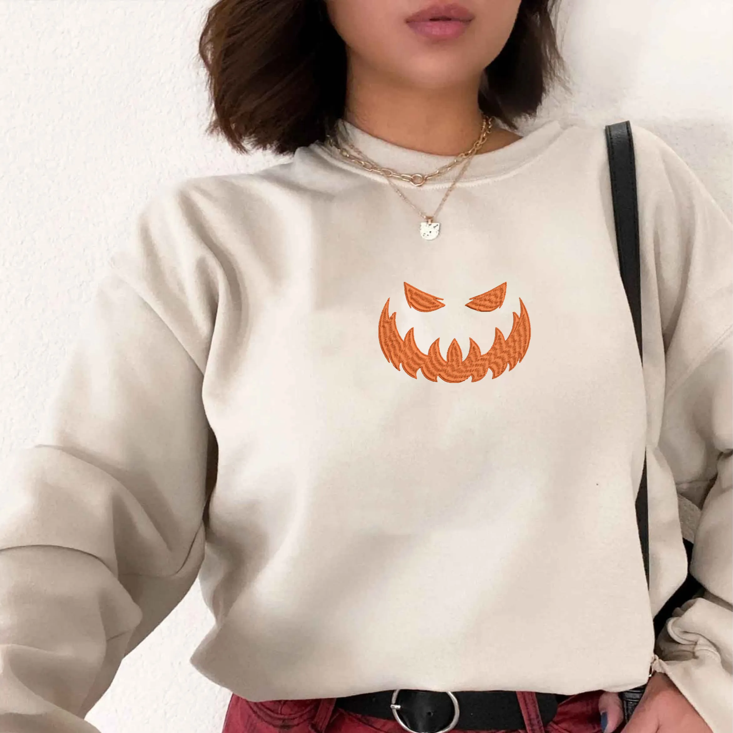 Jack O’Lantern Halloween Scary Sweatshirt, Hoodie Embroidered