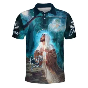 Jesus Praying In The Forest Polo Shirt - Christian Shirts & Shorts