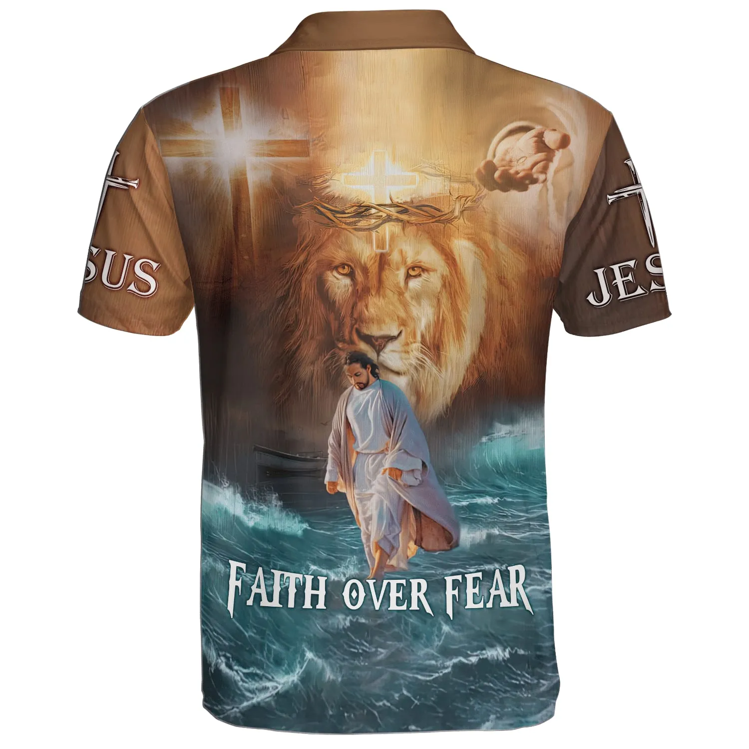 Jesus Walking On Water Polo Shirt - Christian Shirts & Shorts