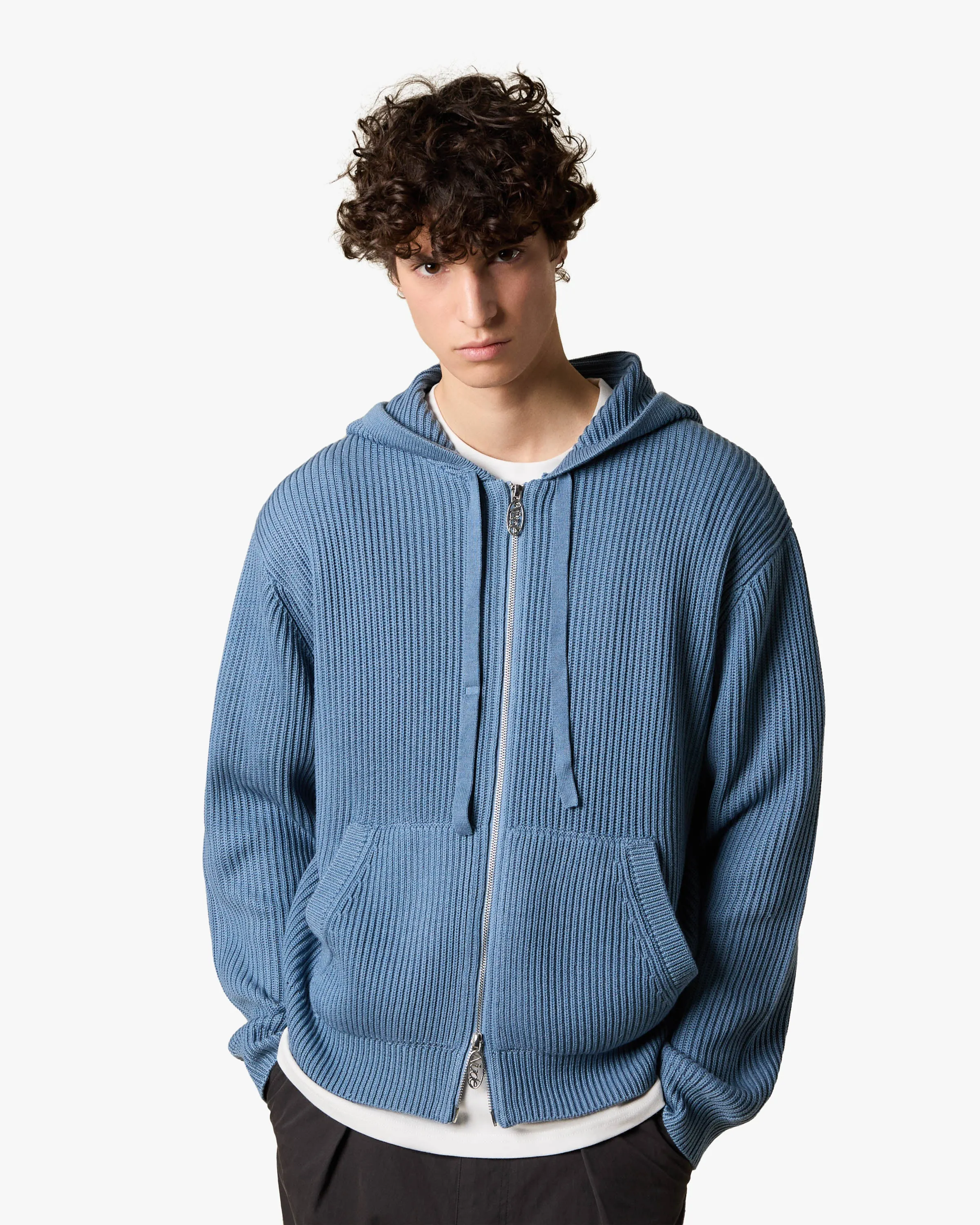 KNIT ZIPPER BLUE