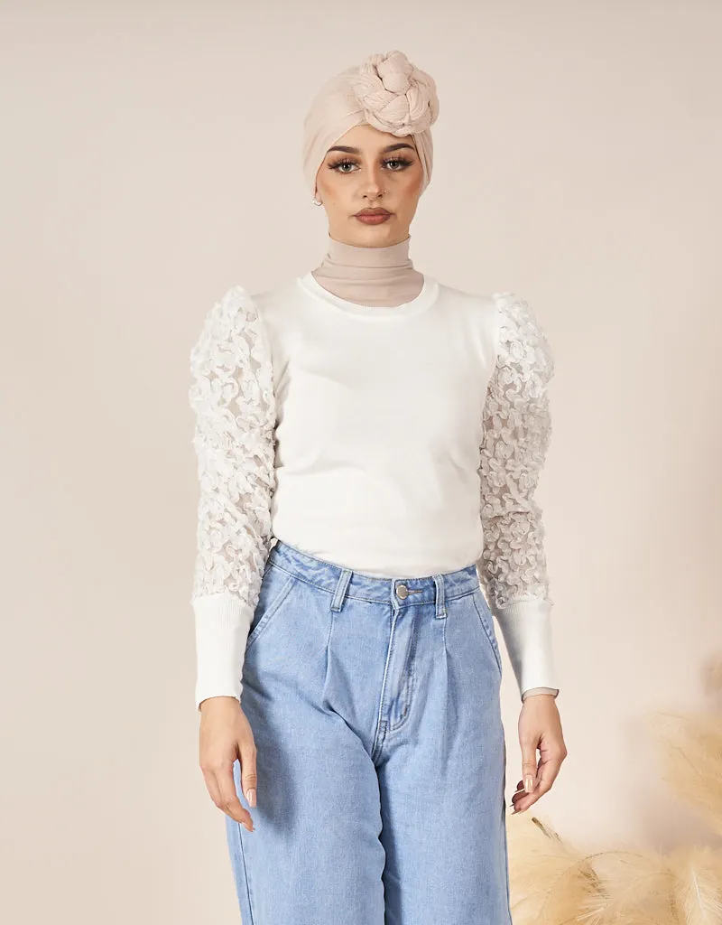 Lace Sleeve Knit Top