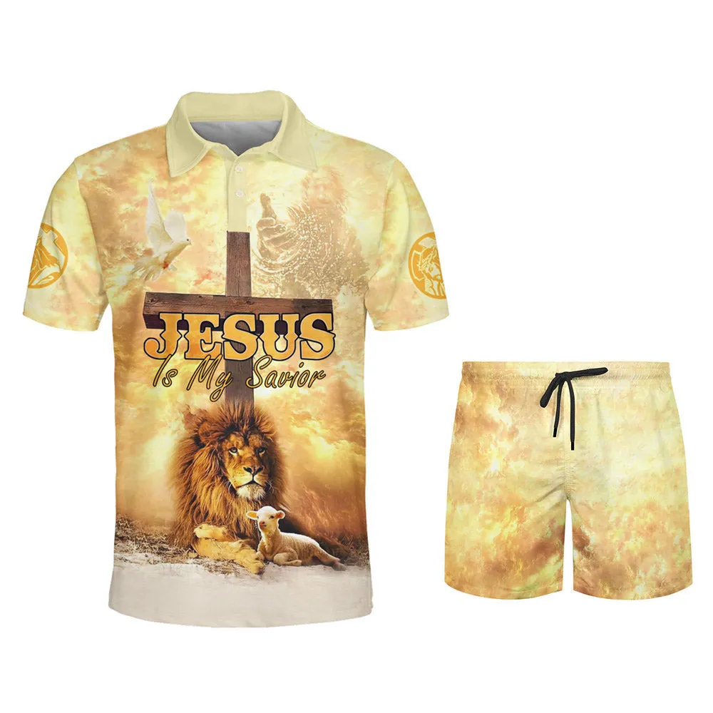 Lamb And Lion Jesus Is My Savior Polo Shirt - Christian Shirts & Shorts