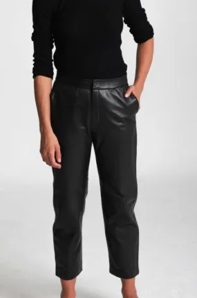 LAUREN TROUSER IN BUTTER SMOOTH ITALIAN LEATHER BLACK